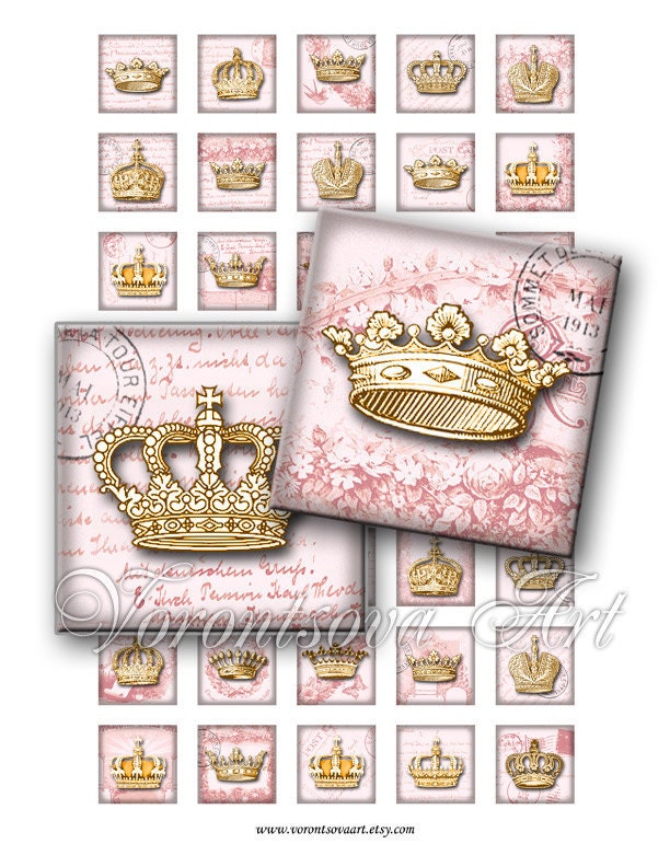 Princess Crown. 1x1 inch square tiles. 3448v