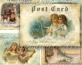 Santa Claus Merry Christmas Card. Old postcard. Digital Collage Sheet. Printable Image Aceo download. Notecard, gift tag, background. ng05