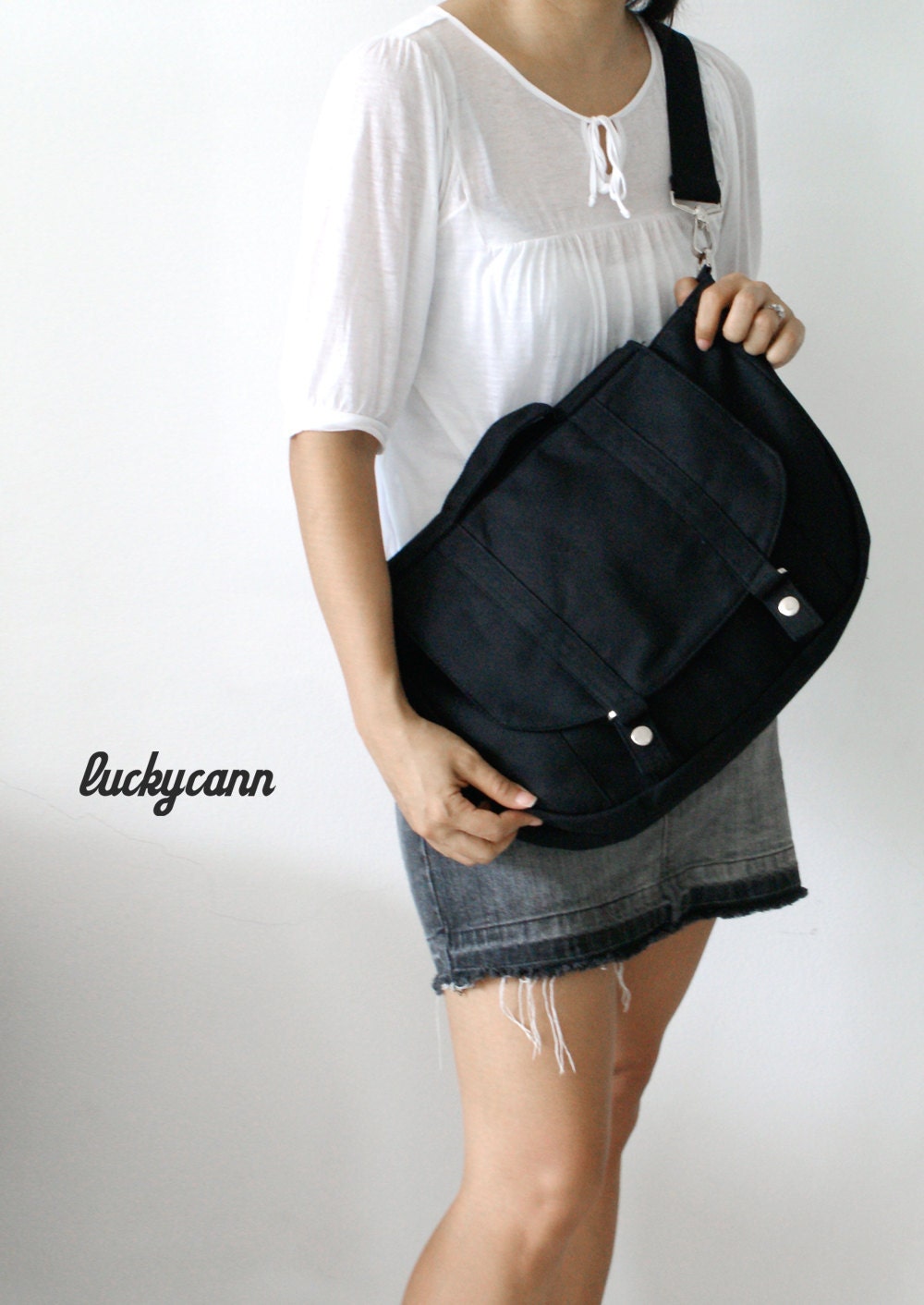 VESTER // Black // 065 // Everyday Canvas Bag // Luckycann // Holiday Sale // 10% off