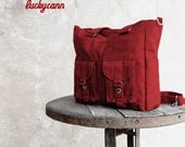 BAILEY // Dark Red // 023 // Luckycann // Handmade // Everyday Canvas Bag // Holiday Sale // 10% off