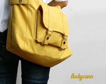 CARSON // LemonChiffon // 032 // Luckycann // Handmade // Everyday Canvas Bag //  Spring Sale // 10% off