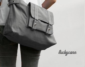 CARSON // Dark Grey // 031 // Luckycann // Handmade // Everyday Canvas Bag // Sale // 10% off