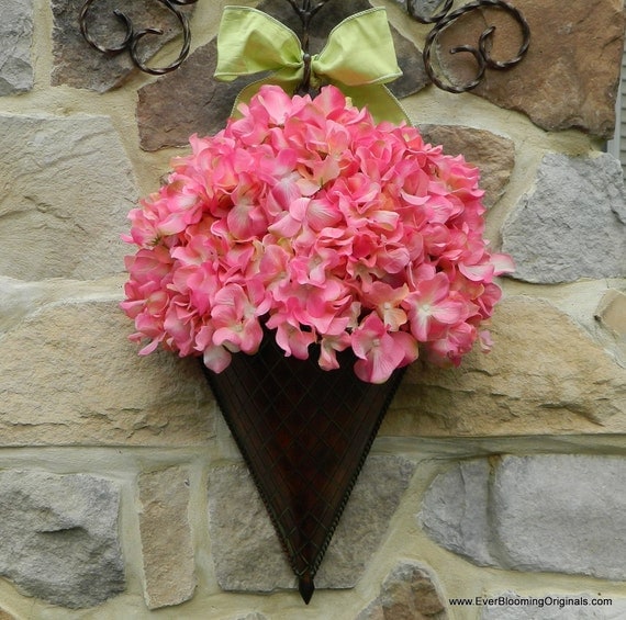 Spring Wreath - Alternative - Outdoor Wreath - Hydrangea Wreath - Pink Wreath