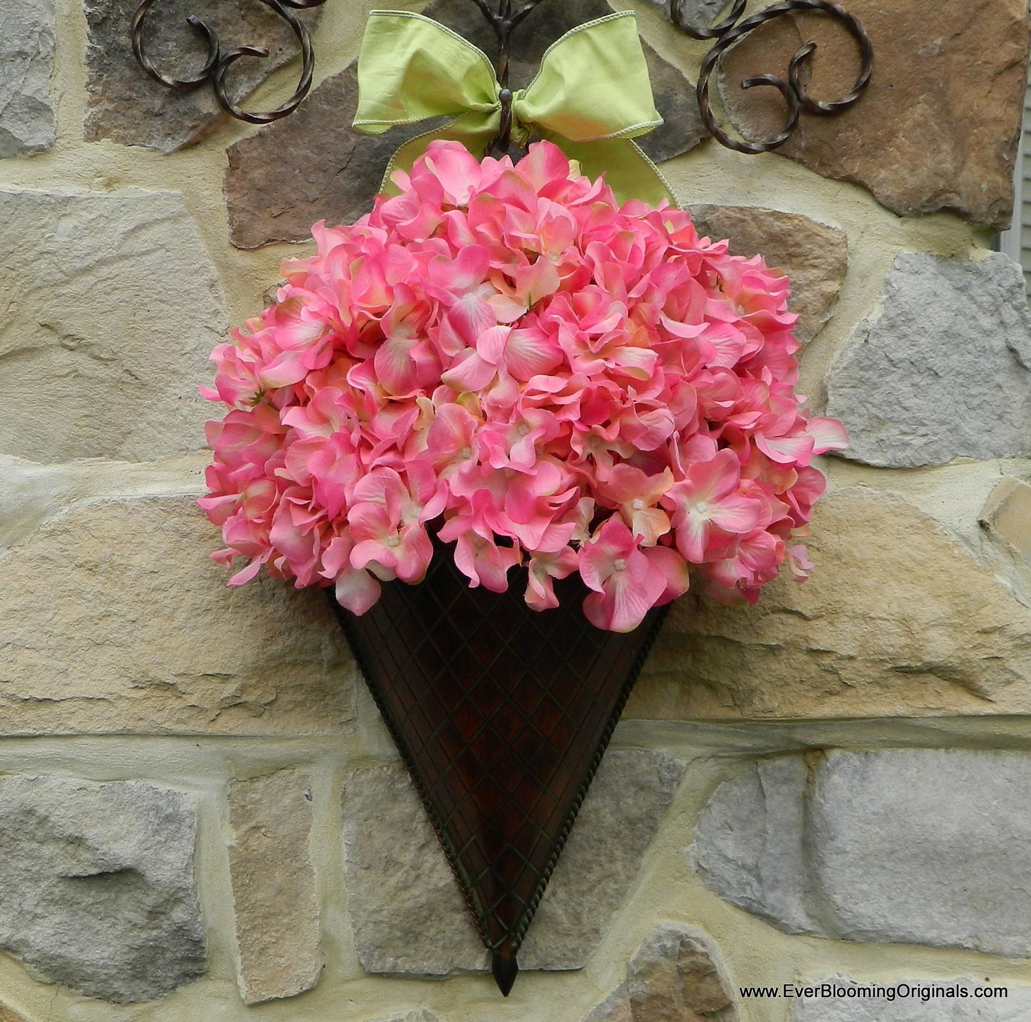 Spring Wreath - Alternative - Outdoor Wreath - Hydrangea Wreath - Pink Wreath