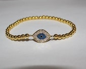 Evil Eye Bracelet with 4mm Gold Filled beads