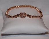 Rose Gold Heart Bracelet - Heart Bracelet - Micro Pave Heart Bracelet