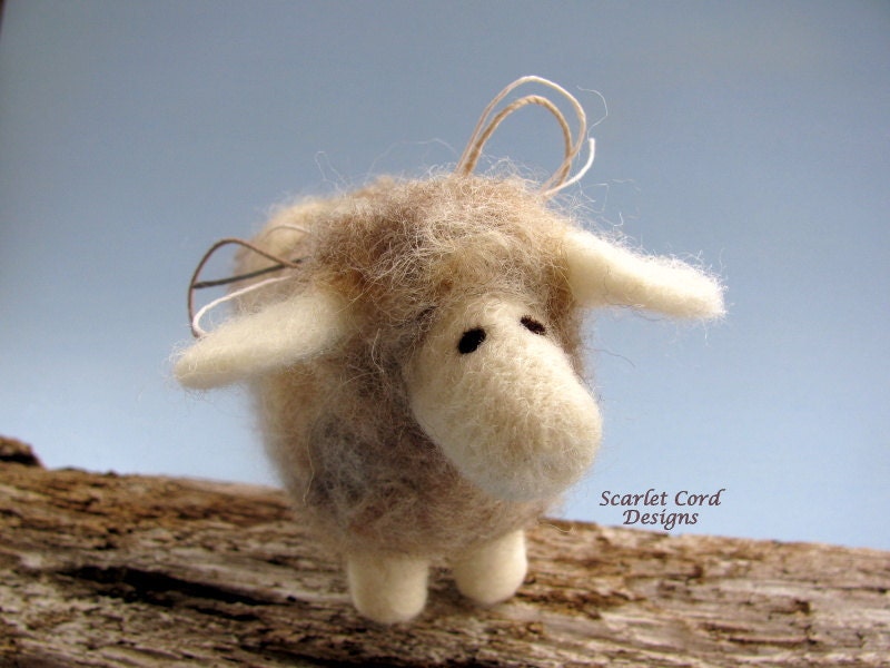 Needle Felted Wooly Sheep - Felted Animal Sculpture