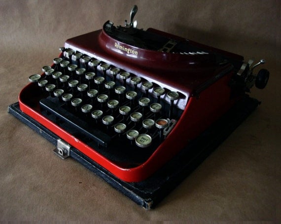 1920's Remington Red Typewriter Portable Number 3 Type Writer