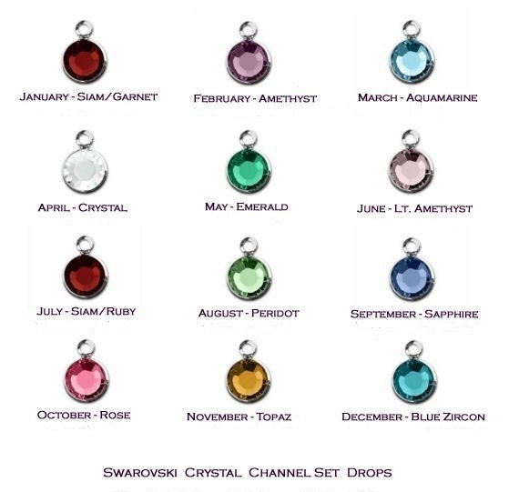 ADD ON-  Swarovski Crystal Channel Drop Birtstone Charm