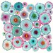 Turquoise Pink Large Abstract Print Canvas - Circles - Flowers - Colorful - Blooms 6 Turquoise