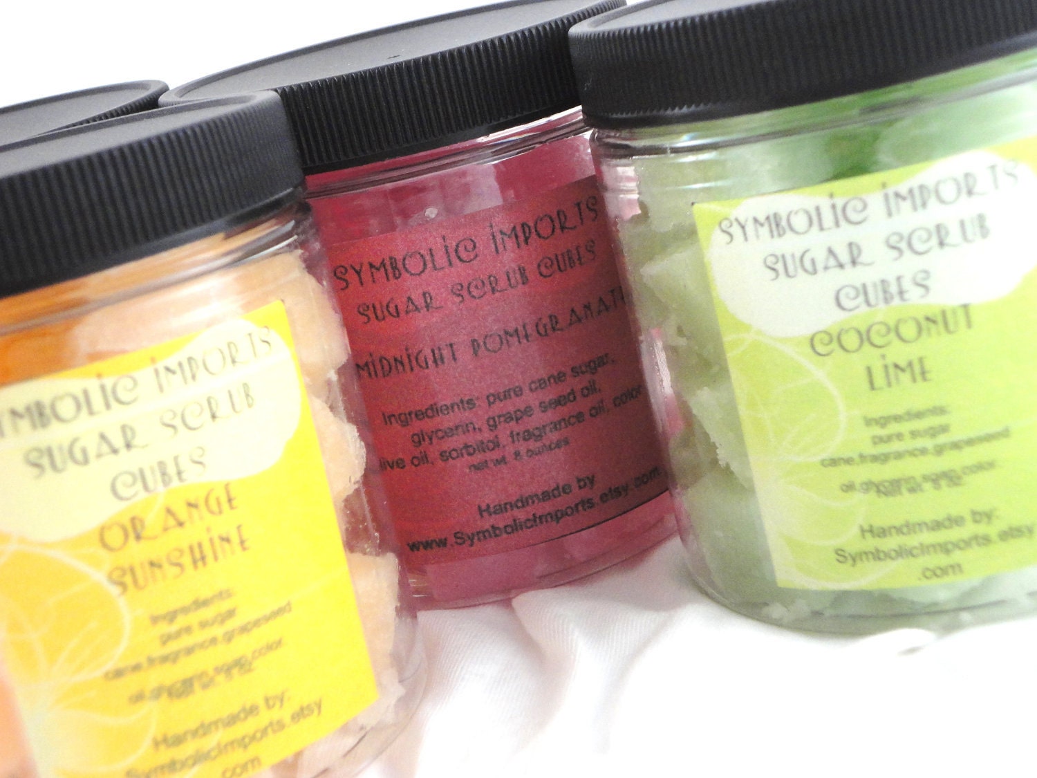 Sugar Scrub Cubes - Fruity Four - Set of Four Jars - 8 oz. Jar