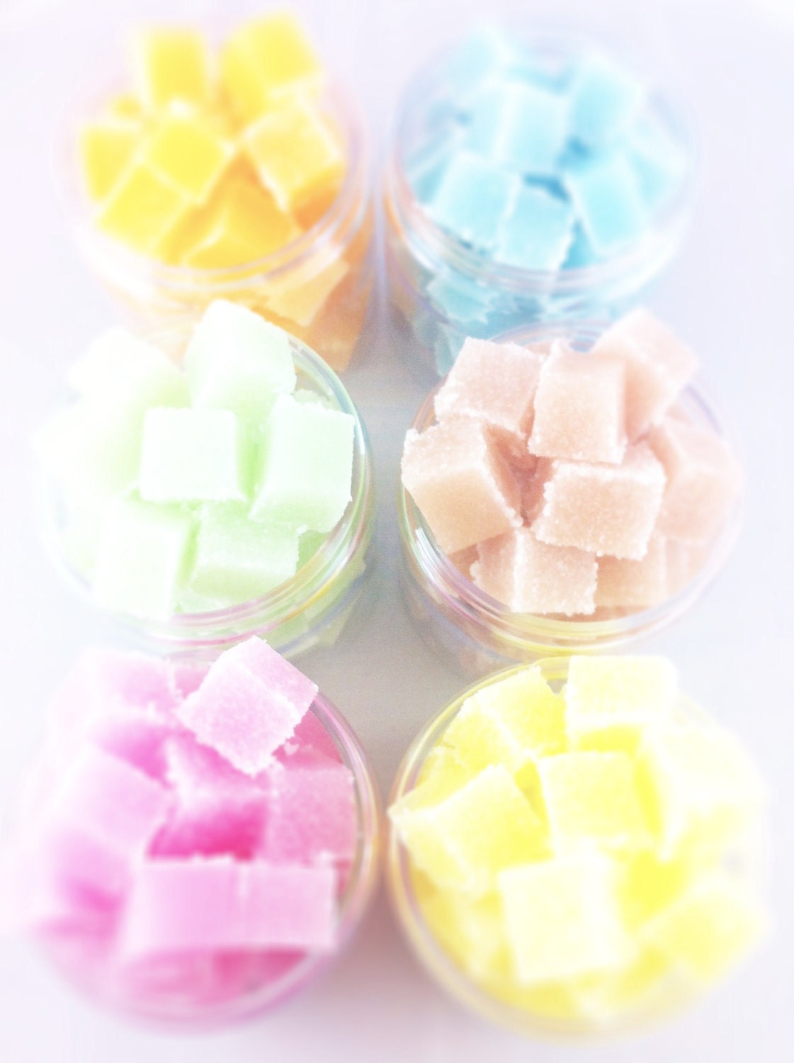 Sugar Scrub Cubes - Set of 6 Jars - You Choose Scents - Spa/Party Favors - 4 oz. Jar