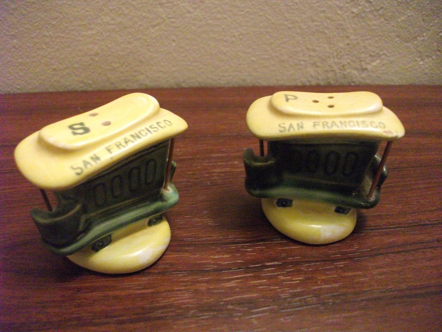 1960s San Francisco Cable Car Salt and Pepper Shakers