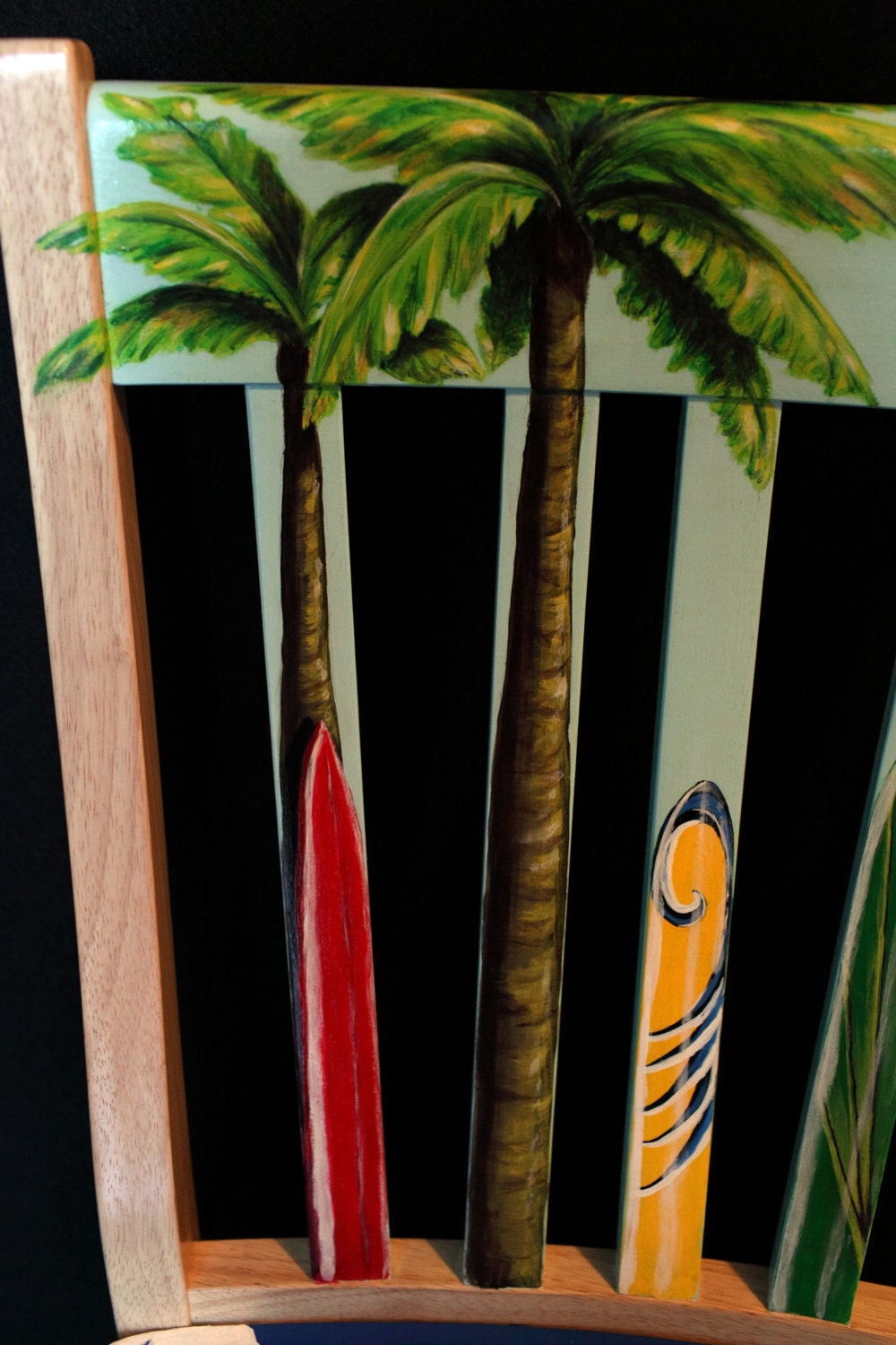 Hand painted Hawaiian print surfboard chair