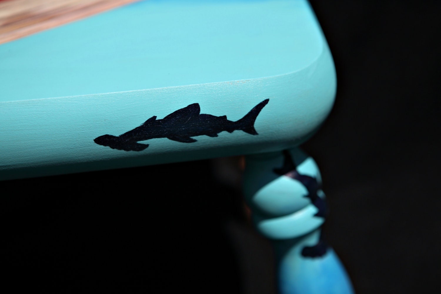 Hand painted underwater themed footstool
