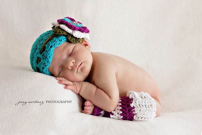 Baby CROCHET PATTERN Blueberry Muffin Beanie/Headband & Leg Warmers (4 sizes included) Instant Download