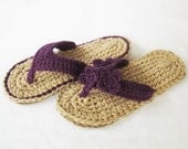 CROCHET PATTERN Indoor/Outdoor Violet Flip Flops (4 sizes included from Womens 3-10) Instant Download