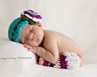 Baby CROCHET PATTERN Blueberry Muffin Beanie/Headband & Leg Warmers (4 sizes included) Instant Download