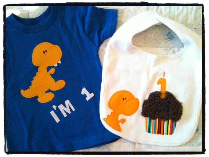 Dinosaur birthday shirt only   READY TO SHIP   size 12 mo.