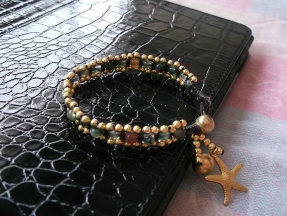 Star mixed jade stone smooth bracelet for mothers day