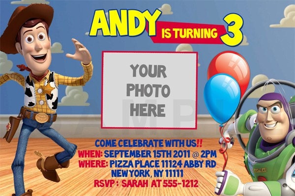 Toy Story Woody & Buzz Birthday Invitation - Digital File - You Print - Customized Il_170x135