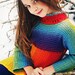 Designer knitted girl boho style gypsy mini dress "Siberian winter rainbow" in natural sheep wool