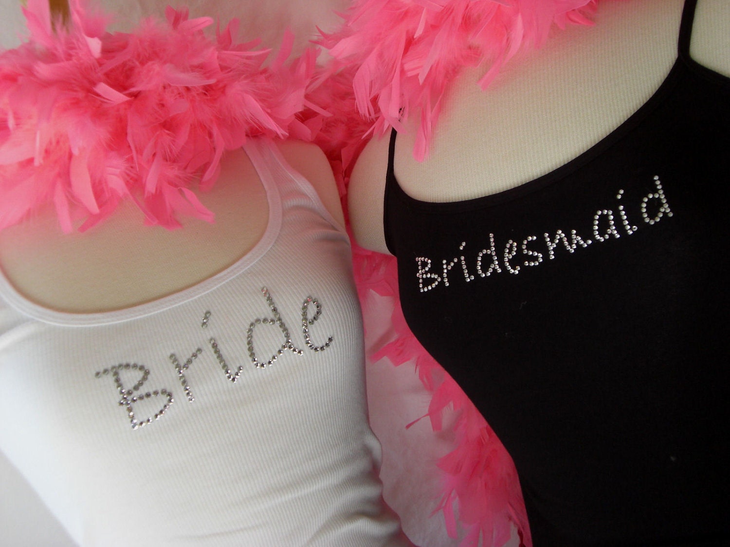 Bridesmaid Wedding Party 4 Tank Set, Swarovski Crystal Embellished 1 Bride & 3 Bridesmaid Tanks by Dirty Girl Creations on Etsy