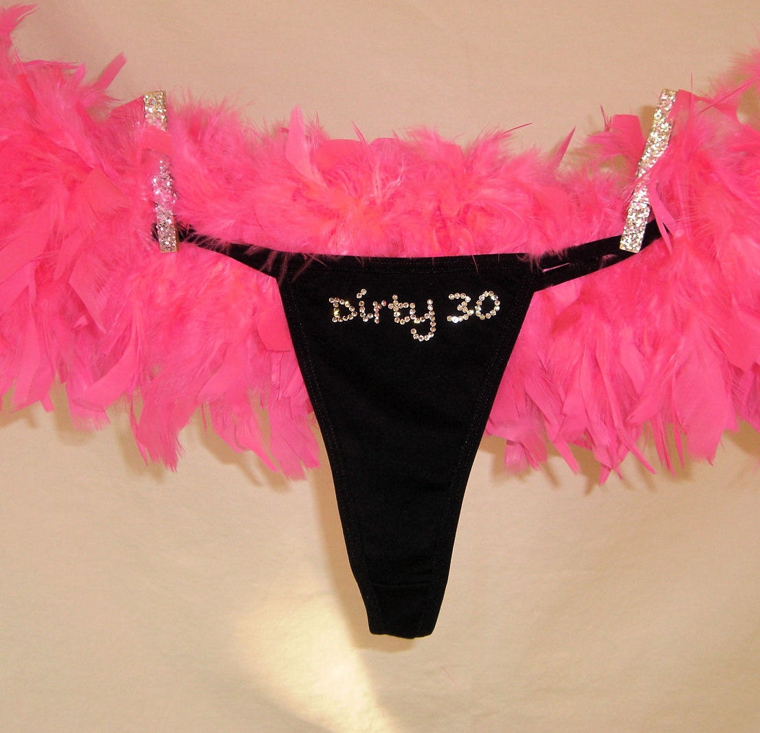 Birthday Panty Dirty 30 Swarovski Crystal Rhinestone Embellished for the Birthday Girl by Dirty Girl Creations on Etsy