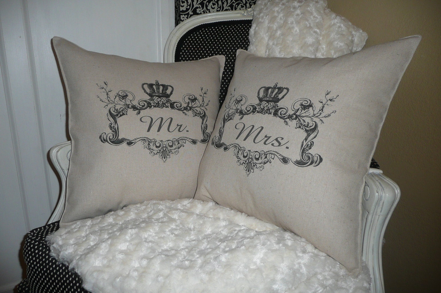 Mr. and Mrs. Ornate Pillow Cover Set
