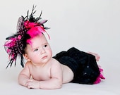 Feathered Frenzy Headband in hot pink and black Birthday Party Topper Photoshoots