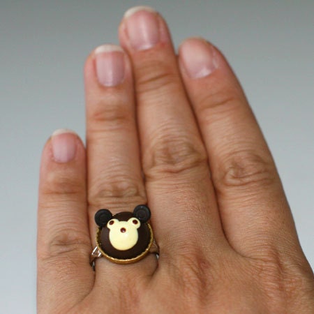 Kawaii Miniature Food Ring - Mini Bear Chocolate