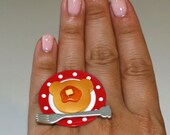 Kawaii Cute Japanese Miniature Food Ring - Bear Shaped Pancake with Syrup