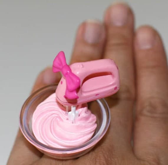 Kawaii Cute Japanese Ring - Pink Hand Mixer and Bowl