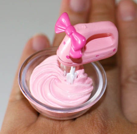 Kawaii Cute Japanese Ring - Pink Hand Mixer and Bowl
