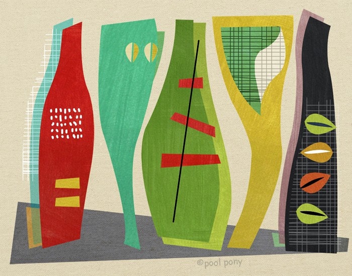 the vessels - mid century design art print
