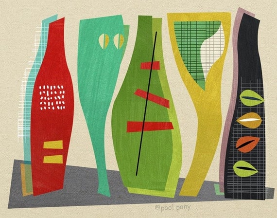 the vessels - LARGE mid century design art print