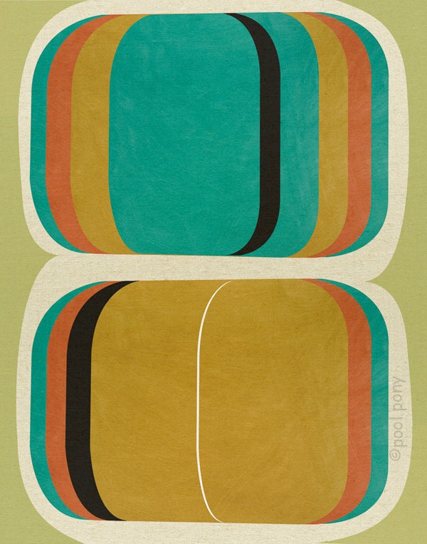 Go Set, mid century design art print, by Pool Pony, A4 size
