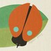 one red beetle - mid century design fine art print