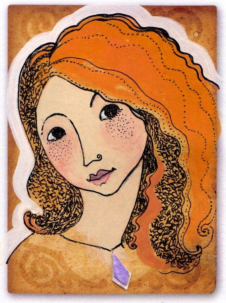 OOAK ACEO/ATC collage and drawing on ephemera - sabiesabi OOAK ACEO/ATC collage and drawing on ephemera - sabiesabi