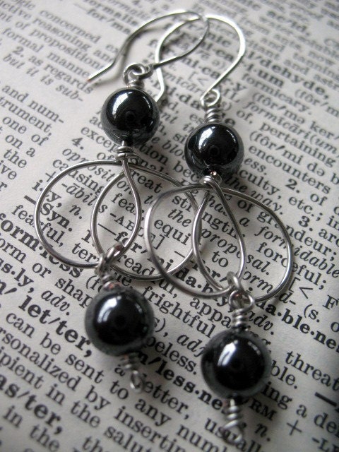 Quicksilver:  wirework heart earrings handmade by always greener