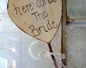 Here Comes The Bride Sign for Flower Girl or Ring Bearer Rustic Shabby Chic Outdoor Wedding Photo Prop Sign