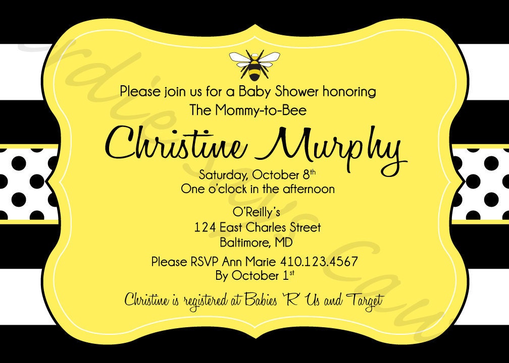 Mommy to Bee Baby Shower Invitation (Birthday, Baby Shower, Engagement, Rehearsal) Printable Custom Preppy