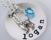 Giraffe Necklace - Personalized Jewelry - Mommy Necklace - Sterling Silver
