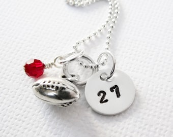 Football Necklace - Football Mom - Personalized Necklace - Sterling Silver - Initial Jewelry