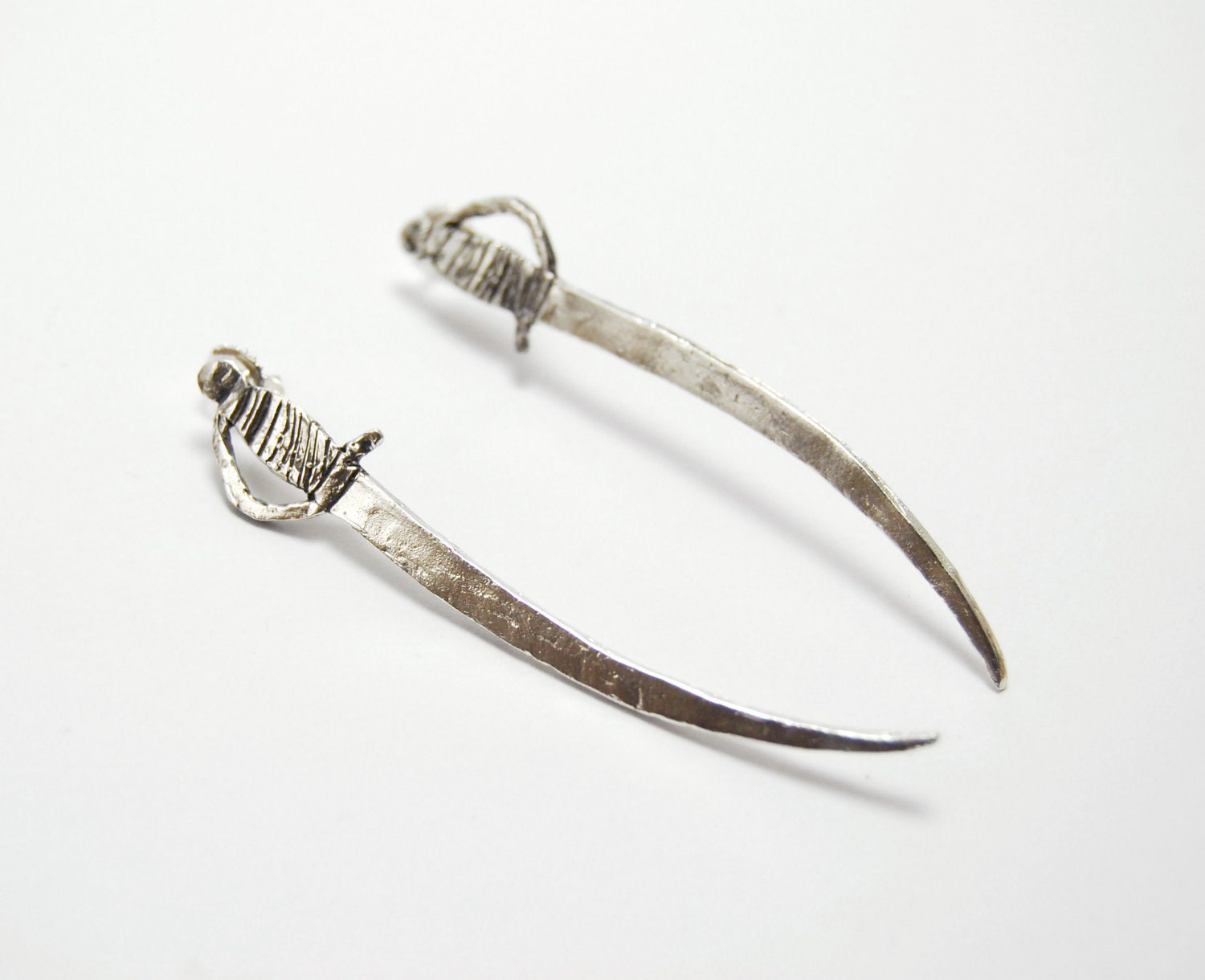 Silver sword earrings