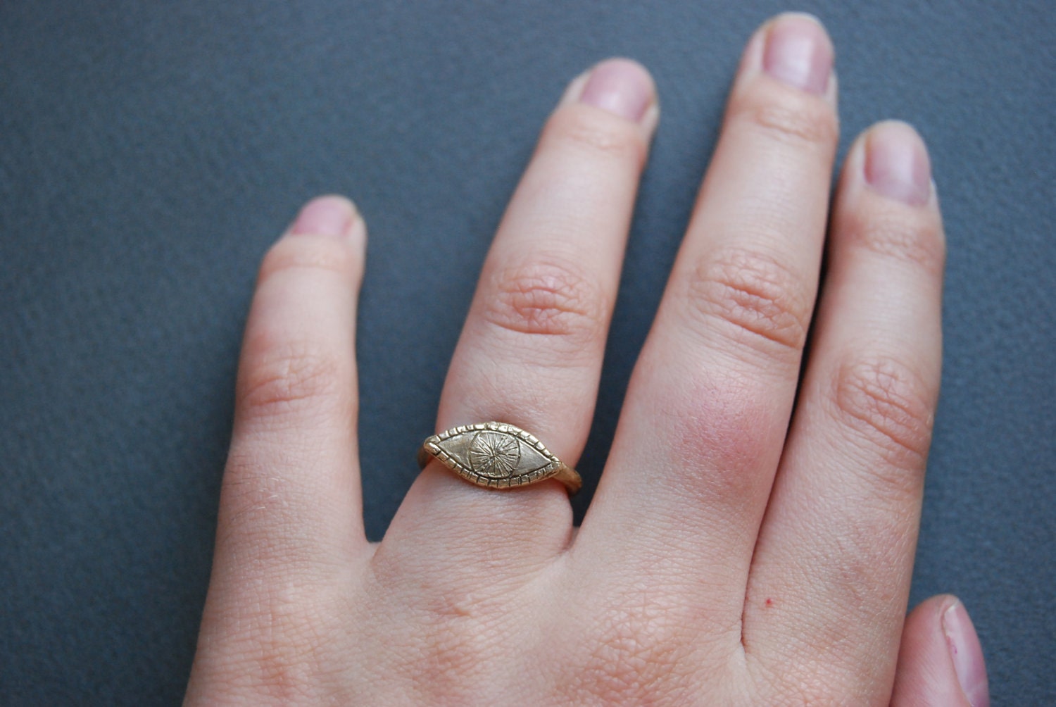 Golden watchful eye ring