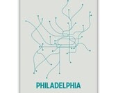 Philadelphia Line Poster - Light Gray/Teal
