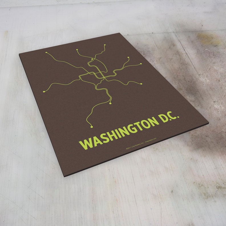 DC Lineposter Sm Screen Print - Charcoal Brown/Lime