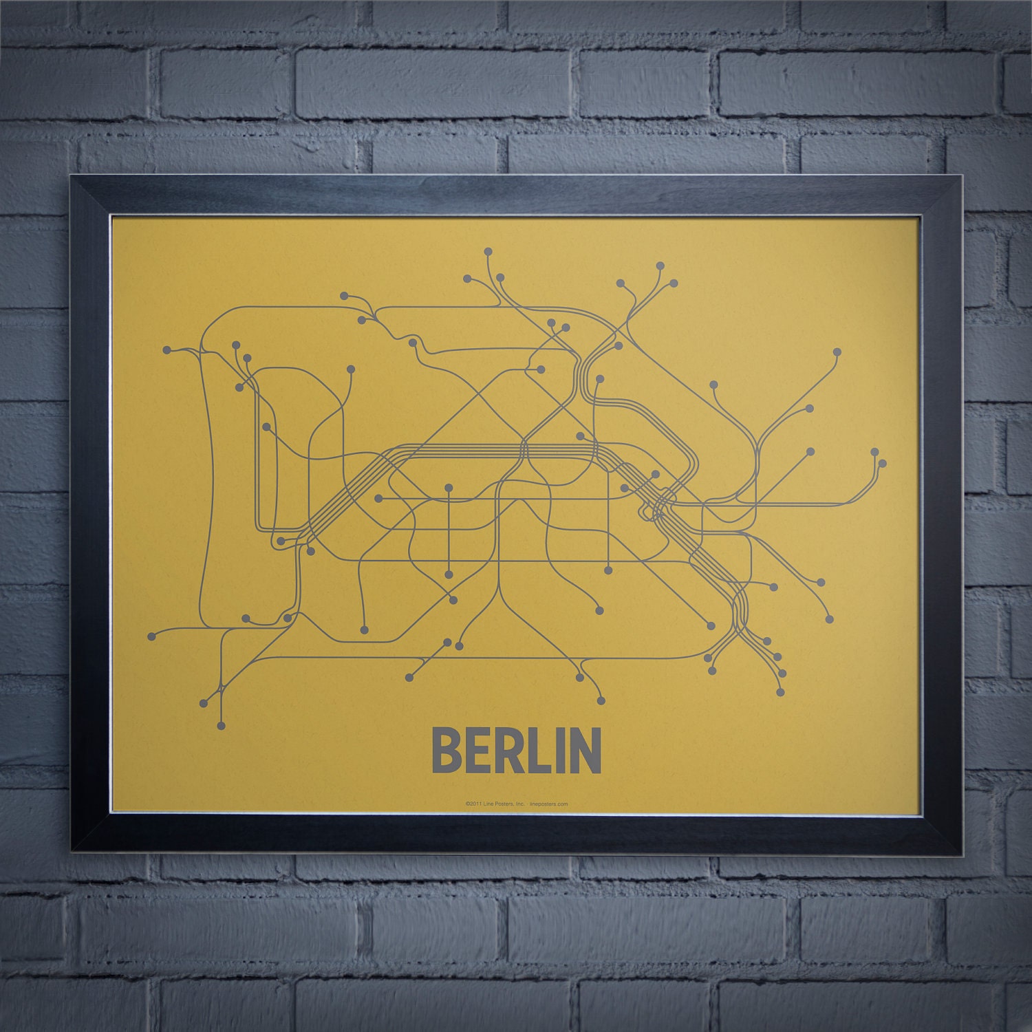 Berlin Lineposter Screen Print - Ochre/Gray