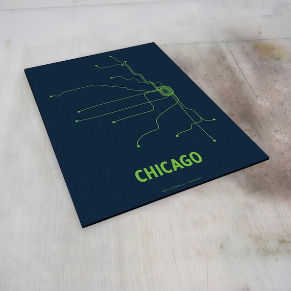 Chicago Lineposter Sm Screen Print - Navy/Green